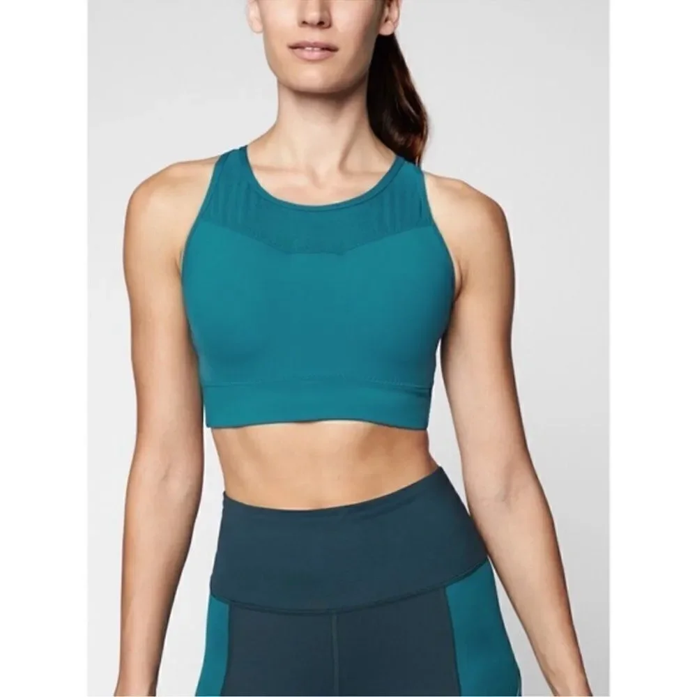 Athleta Gigi Bra Teal High Neck S
